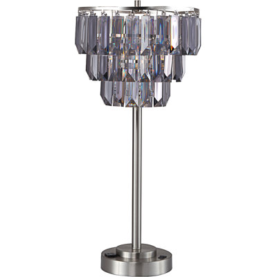 Elegant Crystal Shade Table Lamp With Built-In Outlet And Rocker Switch