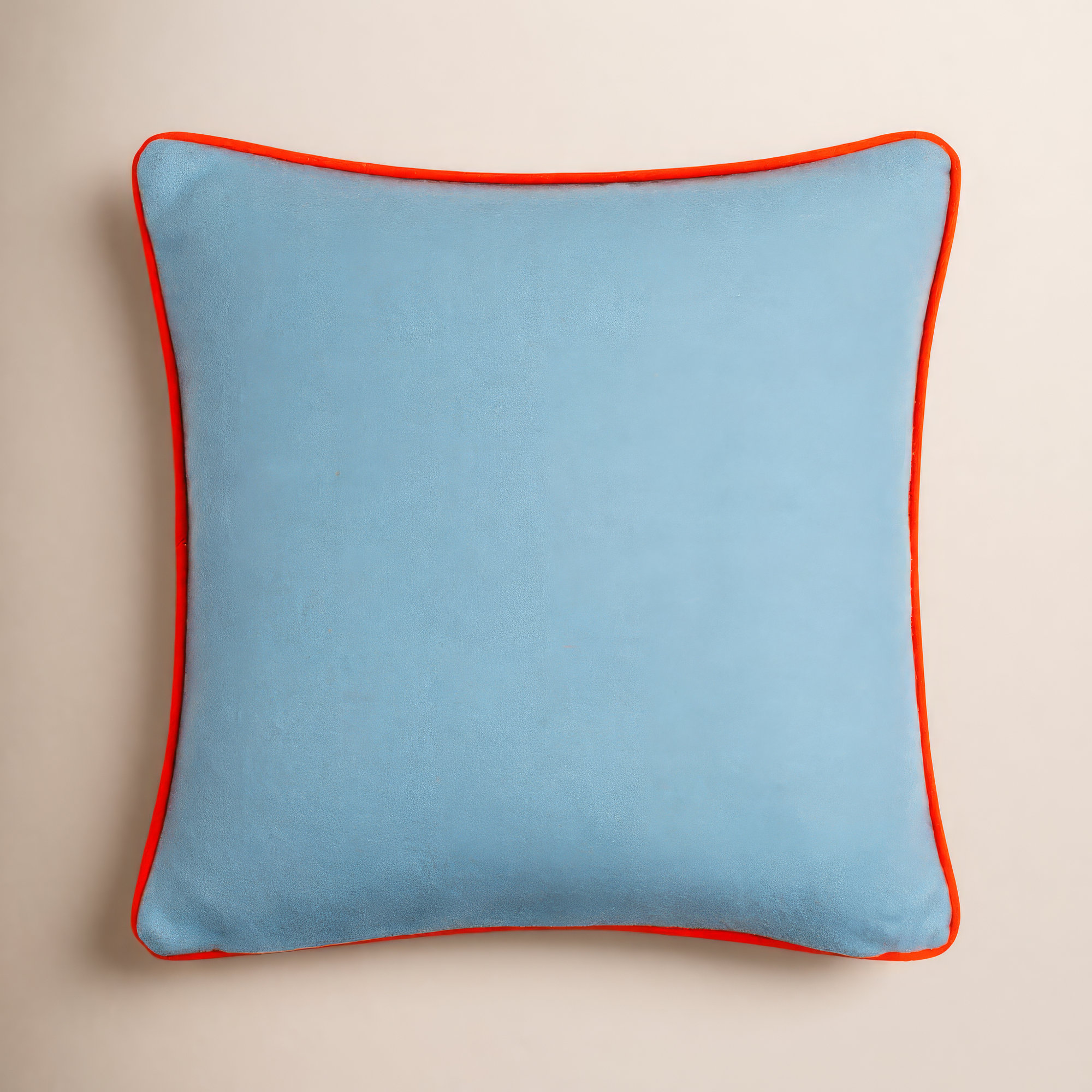 Lombard Wool Throw Pillow, 20" x 20", Denim/Orange, Pillow Cover Only - No Insert