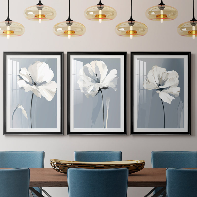 FLORAL Series CDXL - Impression sur mesure encadrée de qualité supérieure - 3 pièces, Black, H 21 po x l 30 po