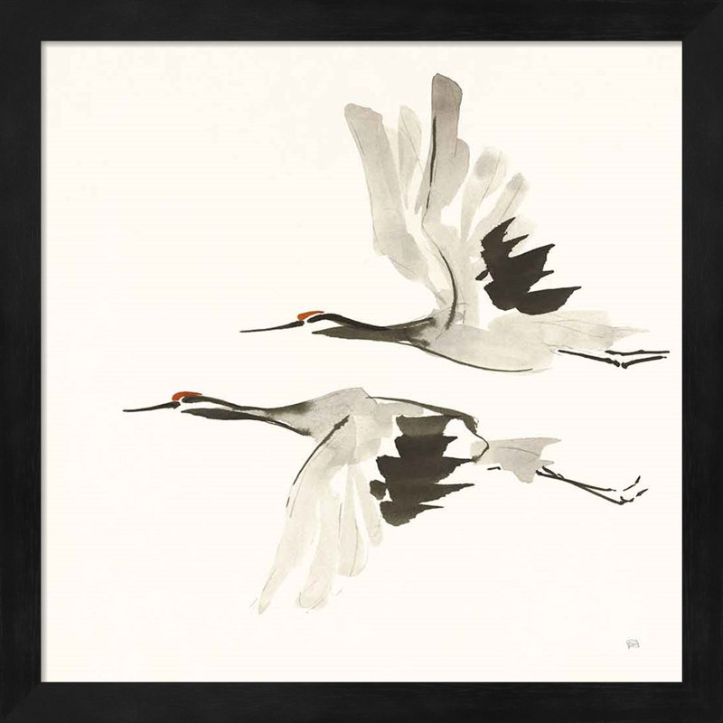 Zen Cranes Warm par Chris Paschke, art encadré (ensemble de 2)