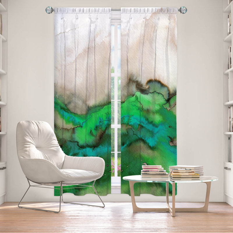 Rideau en polyester, L 20 po x L 52 po, Vert
