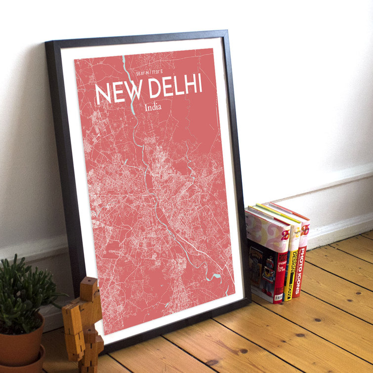 New Delhi City Map - Unframed Graphic Art Print on Paper