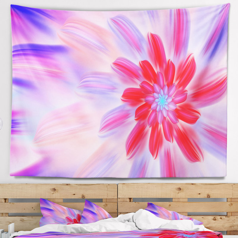 Tapisserie abstraite Danse abstraite des pétales roses, H 32 po x l 39 po
