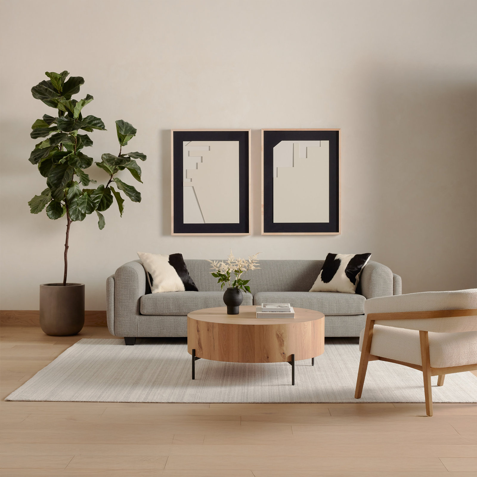 Aceton Single Coffee Table, Light Oak Resin