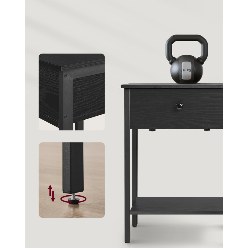 Nedra 40cm W Manufactured Wood Bedside Table, Black