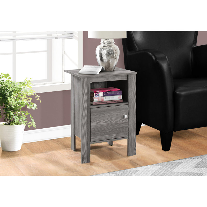 Bedroom End Table In Grey Laminate - Construction Modern With Finish Contemporary Style