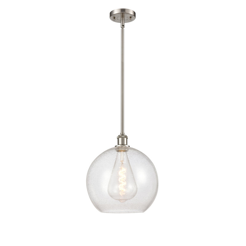Luminaire suspendu sphérique 1 lumière Cindi, H 14,38 po x l 11,75 po x P 11,75 po, DEL, Nickel satiné brossé