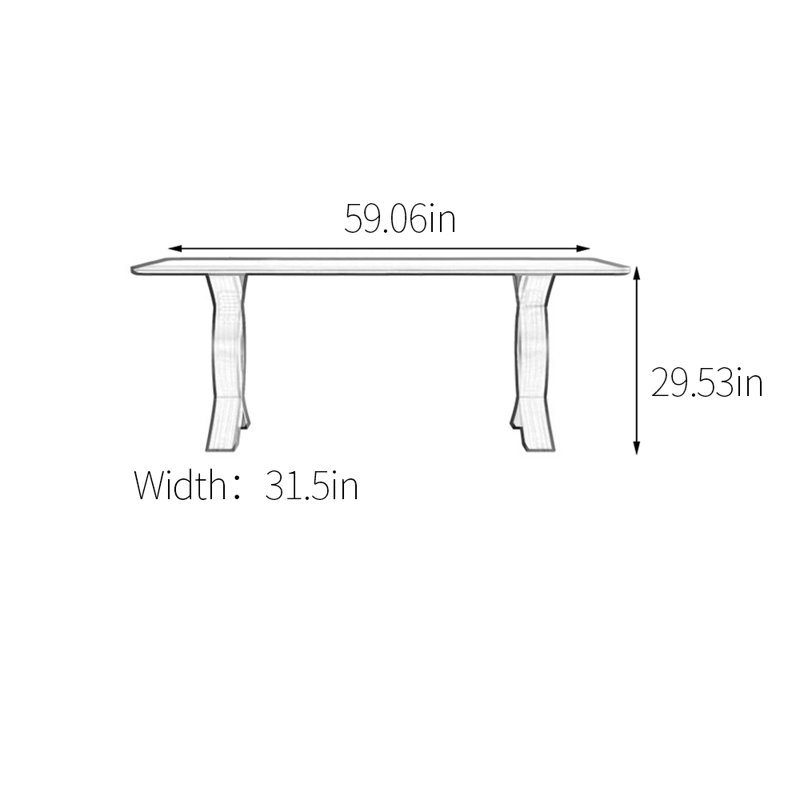 Table de salle à manger Minimalist, H 29,53 po x L 59,06 po x l 31,5 po, Noir, noir, noir, noir, Gris