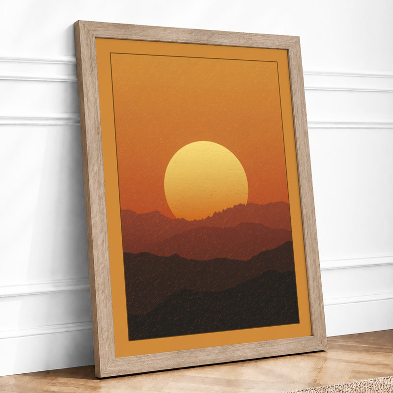 Sun Over Mountains Minimalist - Print, Oak, A3 - 42.0 x 29.7 cm