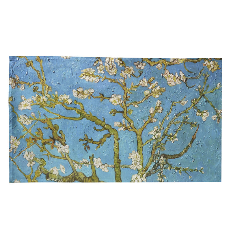 Serviette de thé en fleurs d’amande, Bleu, Polyester sergé