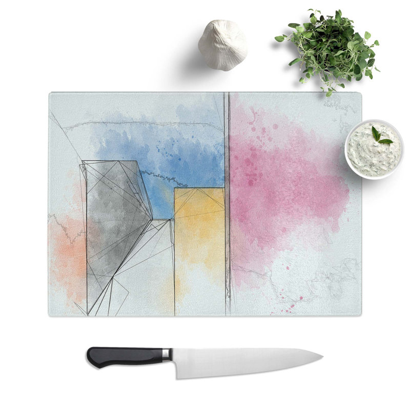 Tempered Glass Architecture Sketch Vol.1 Chopping Board, 39 cm W x 28.5 cm L