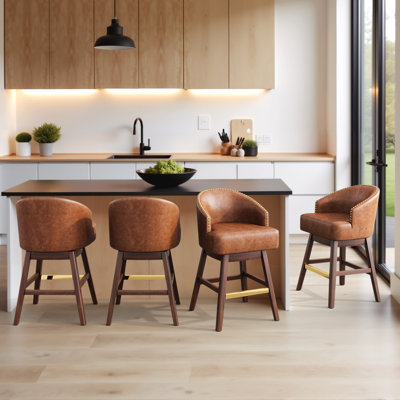 Tabouret de comptoir pivotant en similicuir de 26,4 po