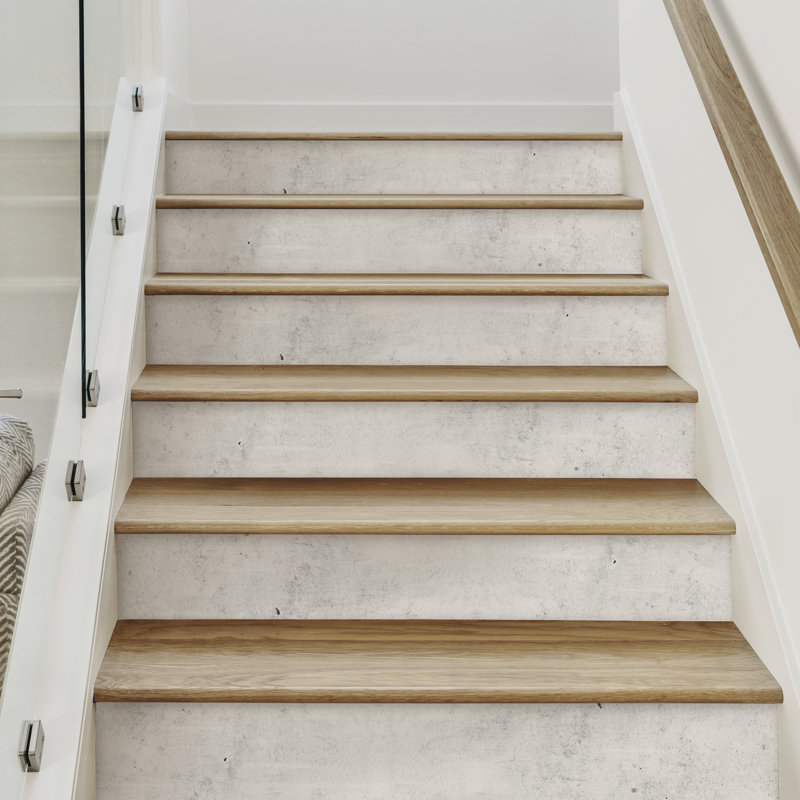 Adhésif décoratif élévateur d'escalier en ciment, H 7 po x l 48 po, Gris clair
