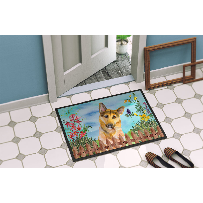 Tapis de porte d’extérieur antidérapante à ressort allemand berger, Rectangulaire : 18 po x 27 po