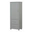 Grande armoire de rangement autoportante grise avec deux tiroirs et tablette réglable, panneau de fibres à densité moyenne peint-1715940452