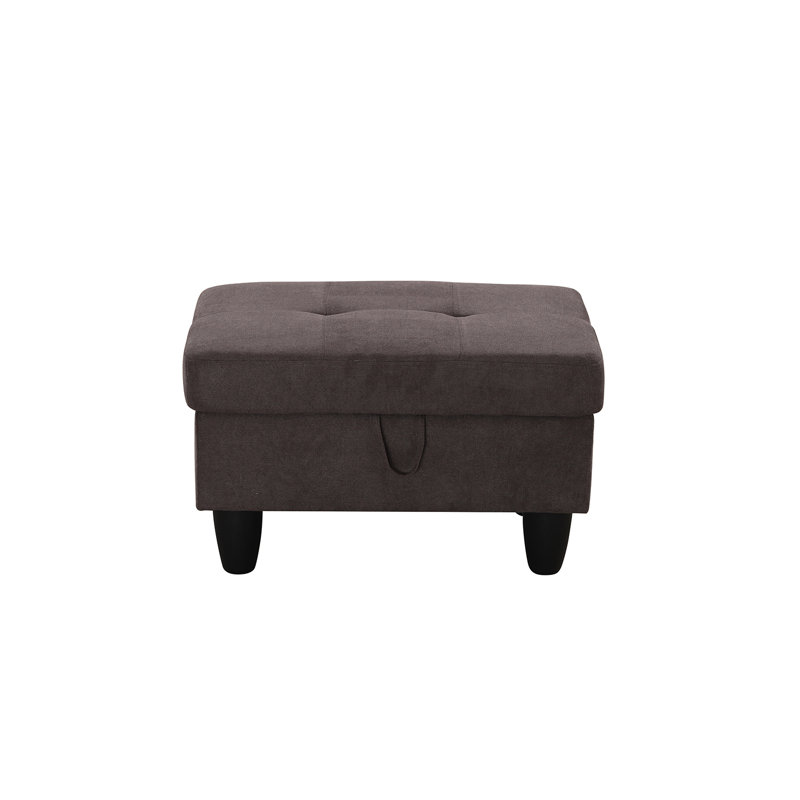  Orella Marlinda 28.5" Wide Upholstered Rectangle Tufted Flip Top Storage Ottoman, Brown Flannel
