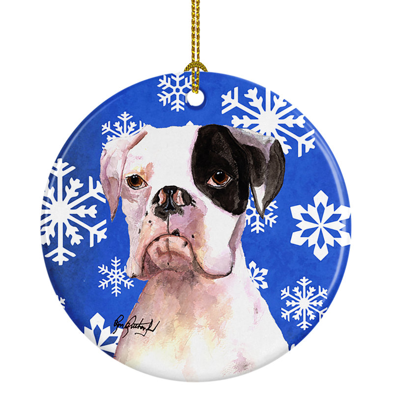 Ornement figurine suspendu en céramique cooper flocons de boxer