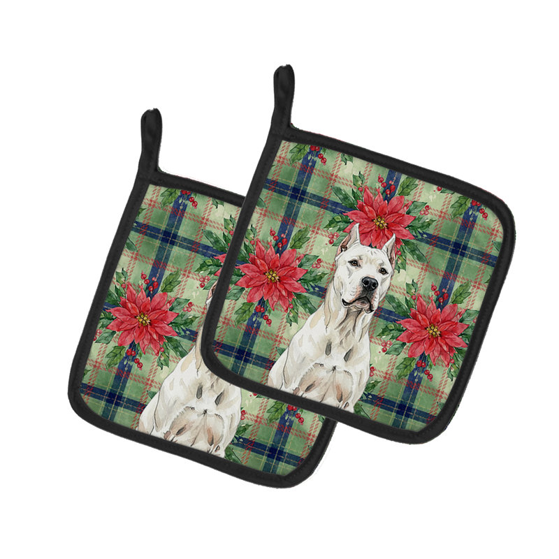 Paire de poignées Dogo Argentino Christmas Poinsettas