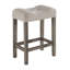 Ensemble de table bistro 5 pièces à hauteur de comptoir 36 po avec tabourets en lin blanc crème touffeté Brown-133347367