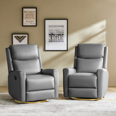 Fauteuil inclinable et pivotant en cuir véritable Aylesboro