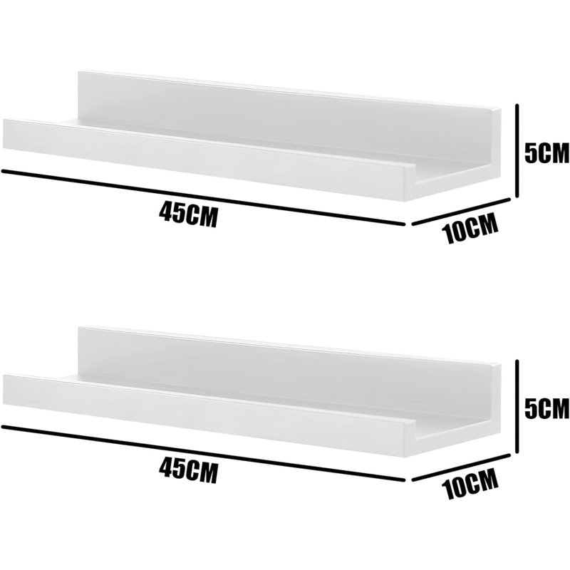 Charneshia 2 Piece Floating Shelf, White, 10 H x 45 W x 5 D cm
