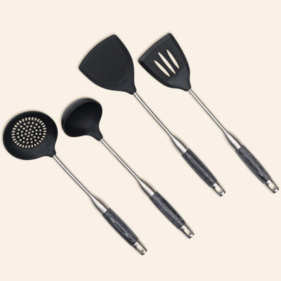 Premium Silicone Kitchen Utensil Set With Stainless Steel Handles - BPA-Free Non-Stick Heat-Resistant Cookware Tools For Sauteing, Stirring & Serving