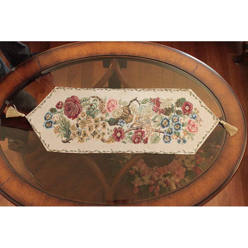 Montpelier Colorful Floral Country Rustic Morning Meadow Woven Tablecloth, 90" L x 13" W