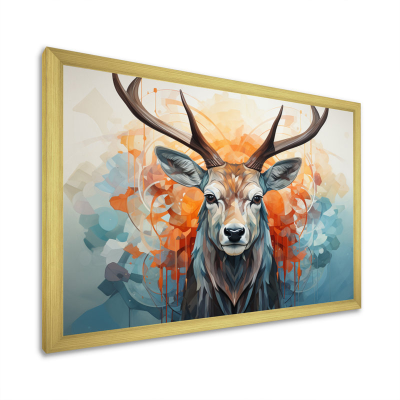 Bartruff Geometric Antelope I, reproduction d'art sur toile, H 12 po x l 20 po x P 1 po, Encadrement doré