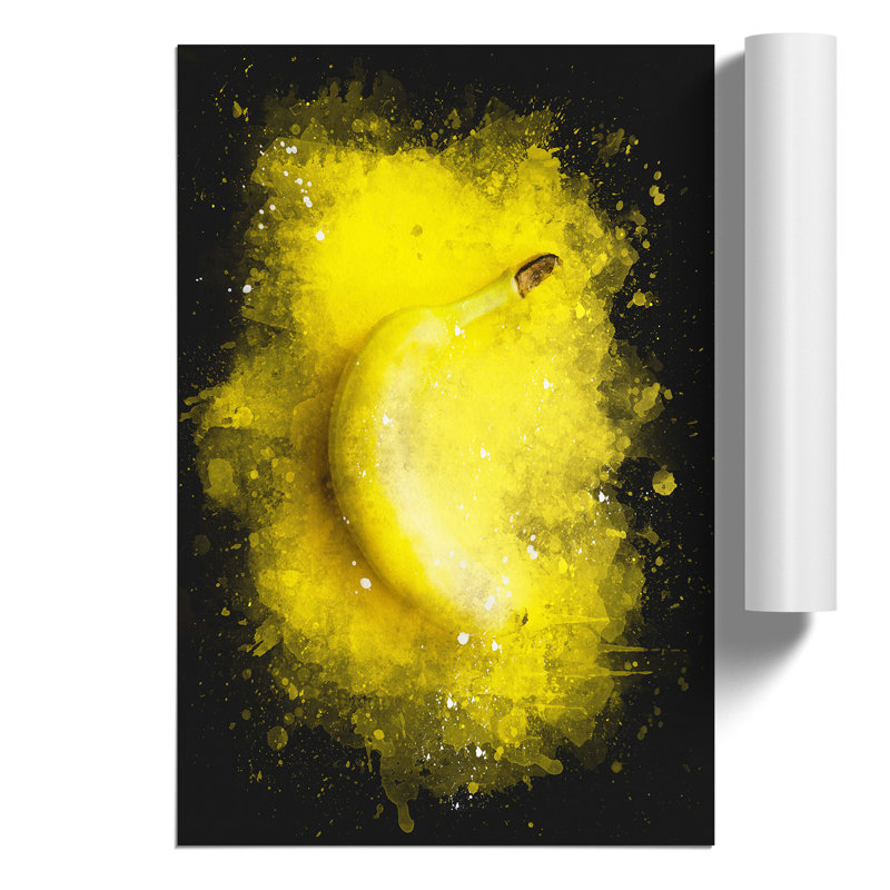 Yellow Banana Paint Splash - Frameless Print, 42cm H x 30cm W x 0.1cm D