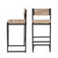 Ensemble de 2 tabourets de bar en corde de papier avec repose-pieds noir et miel-355205779