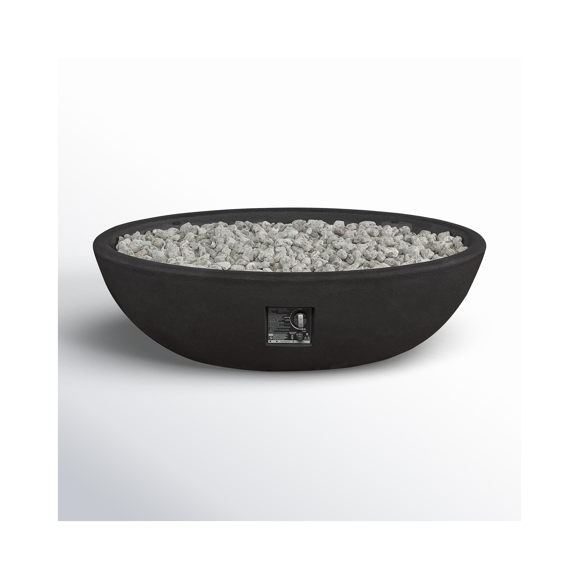 RIVERSIDE Oval Propane Fire Bowl by Real Flame, Shale, 15.25" H x 48.25" W x 28.25" D