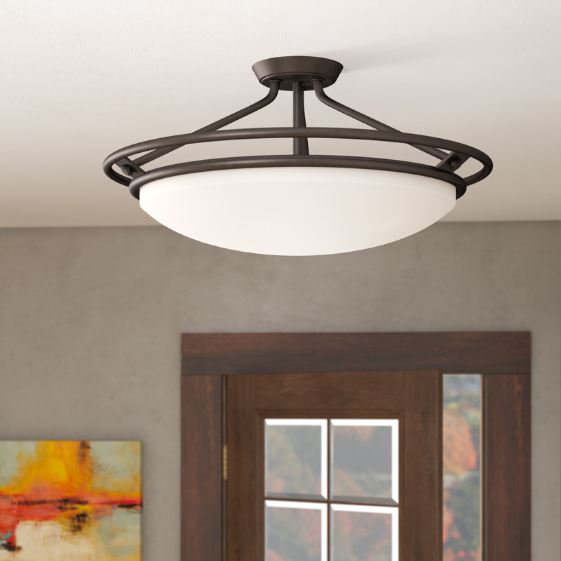 Woolforlk Glass Flush Mount, Western Bronze