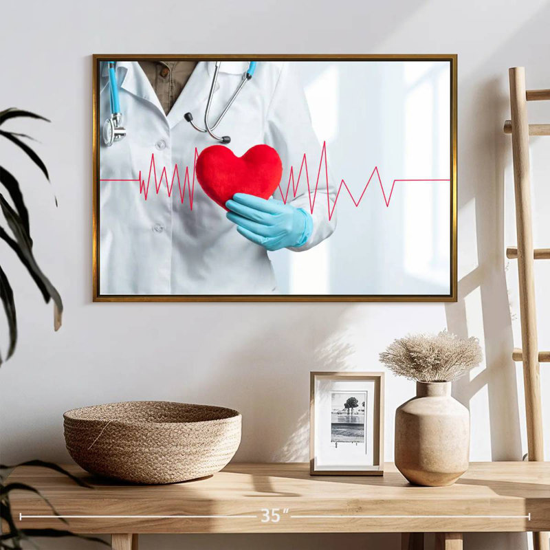 Soins médicaux pour cardiologue, 25 po x 17 po, Cadre flottant doré