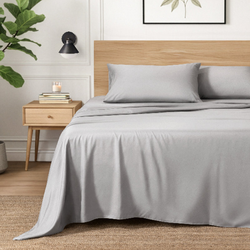 Microfiber Sheet Set, Full XL Sheet Set with 2 Pillowcases, Cloud Gray