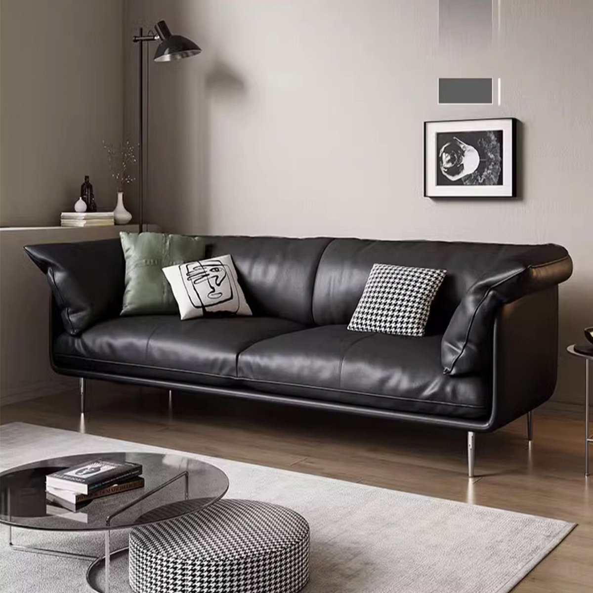 70.08 Genuine Leather Standard Sofa Cushion Loveseat Corrigan Studio Fabric: Dark Gray Genuine Leather