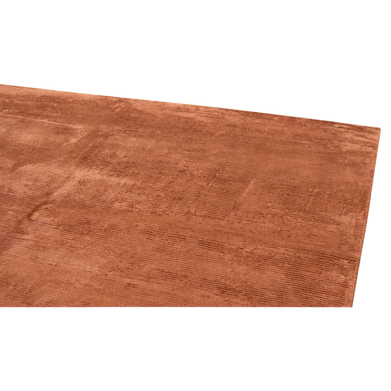 Hand Knotted Wool Area Rug in Rust