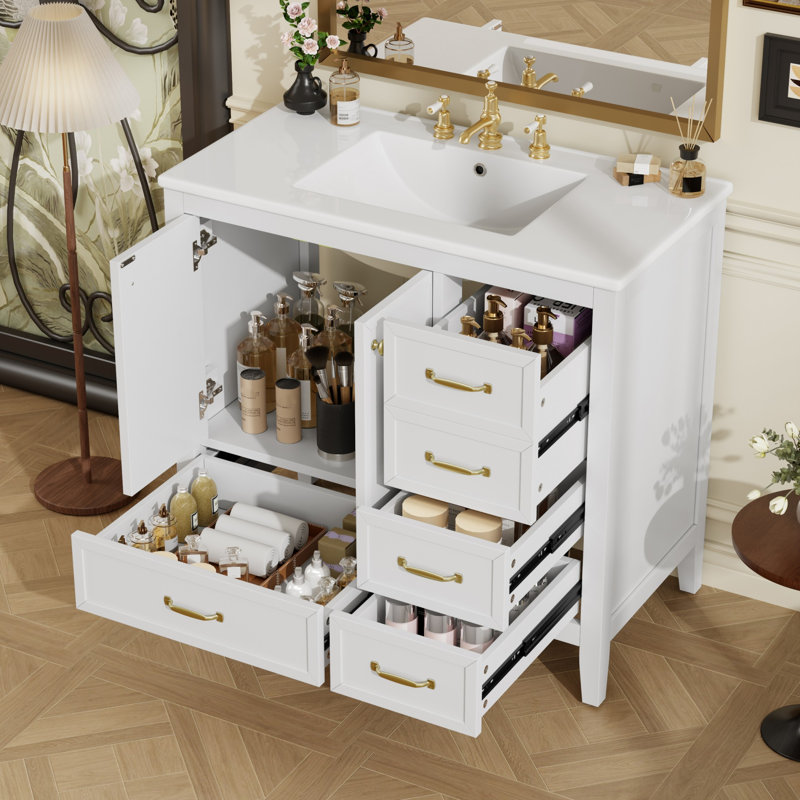 Bathroom Vanity With Sink, Bathroom Cabinet, White