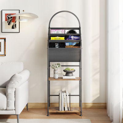 Industrial Style 3 Tier Vinyl Holder Display Book Shelf