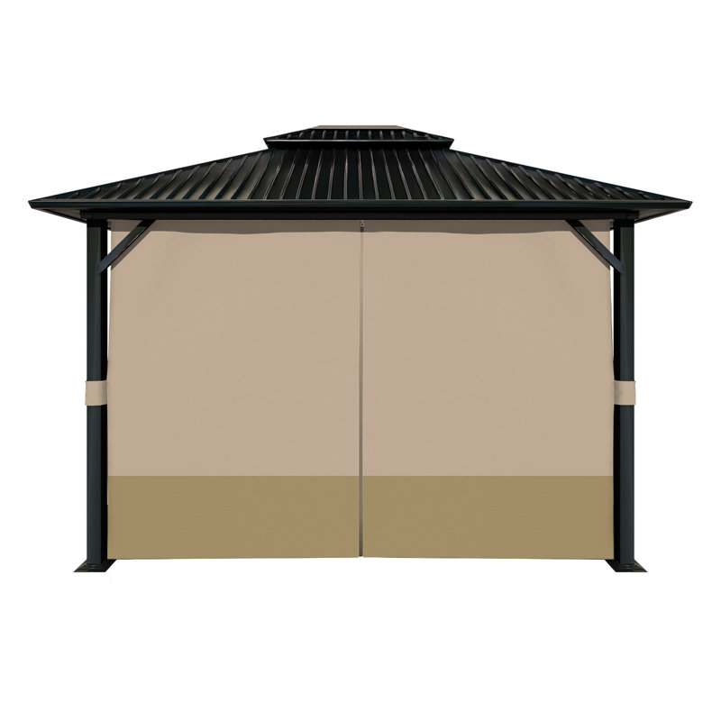Aoodor Replacement 4-Panel Gazebo Sidewall Curtains, 82.7" H x 144" W x 192" D, Sand Yellow and Khaki