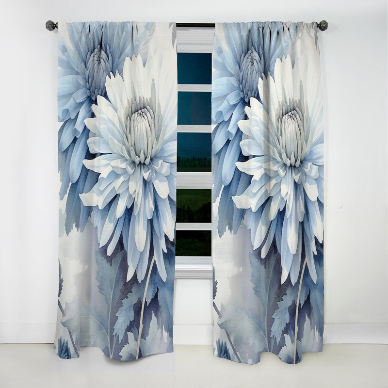 Brookview - Mums Floral Blackout Curtain - 1 Panels, L 52 po x L 108 po