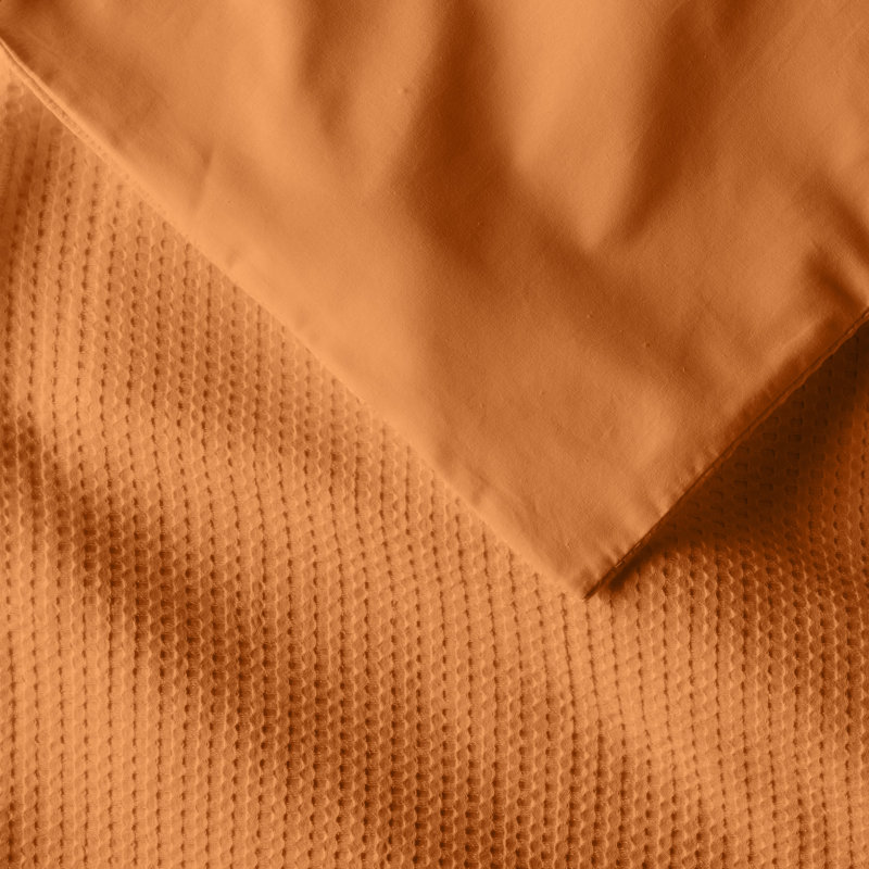 Felix Cotton Waffle Duvet Set, Rust, Full / Queen Duvet Cover + 2 Standard Pillowcases