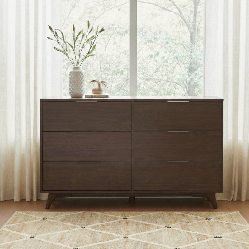 Commode 6 tiroirs l 59,5 po, Noyer