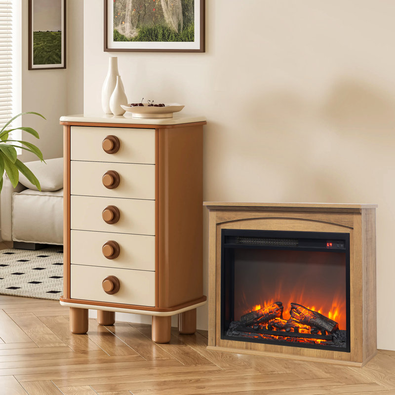 Foyer électrique pour téléviseur multimédia - 5000 pi par heure, 400 pi Surface en pieds chauffés, 11 réglages de température 64F 82F, effet de flamme réaliste, télécommande rouge, double dispositif, aucune installation 28