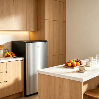 Mhropen HOMCOM 3.2 Cu.Ft Single Door Mini Fridge with 0.35 Cu.Ft Freezer, 5-Level Thermostat