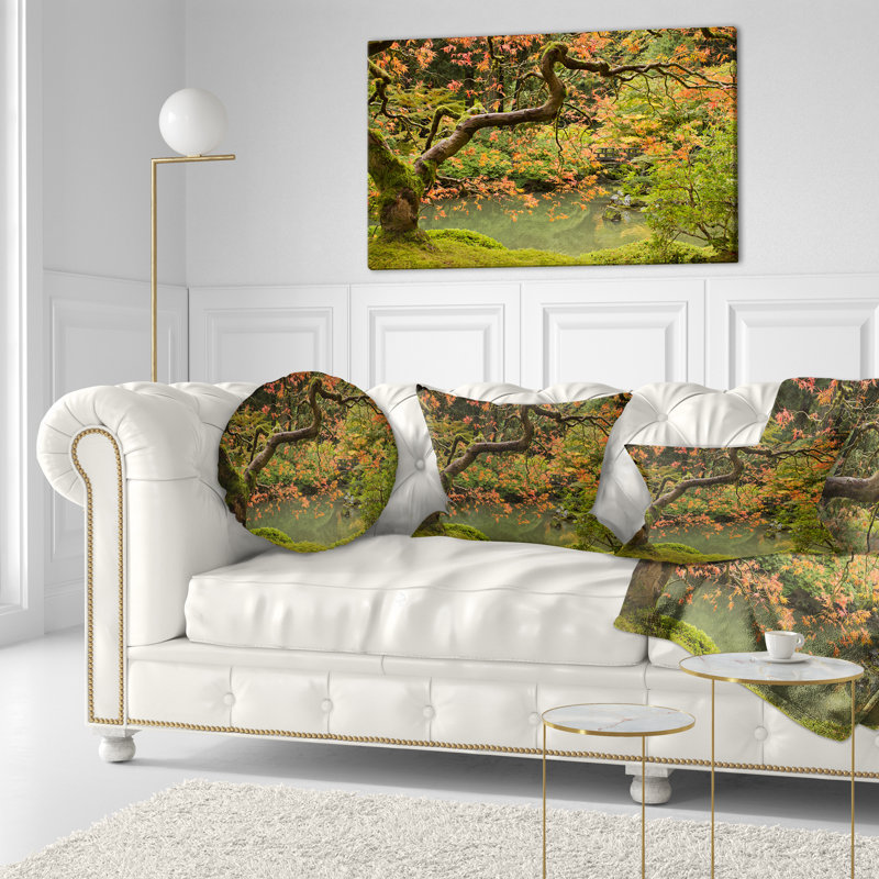 Landscape Japanese Garden Fall Season Pillow, Rectangle, 12" x 20"