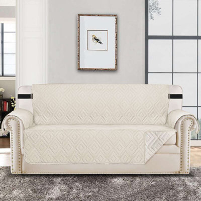 Housse de canapé réversible 100% imperméable et lavable à la machine pour canapé à motif de losanges Dovercourt avec sangles élastiques antidérapantes