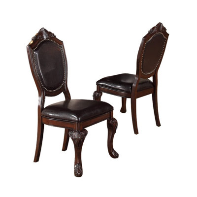Royal Majestic Formal Set Of 2 Side Chairs Rubberwood Dining Room Furniture Intricate Design Upholstered Seat