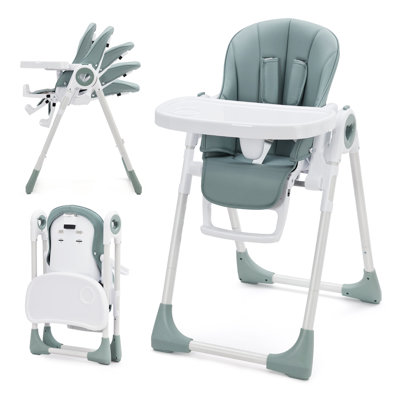 Foldable Baby High Chair for 6-36 Months, Lightweight Folding Toddler Chair with Removable Dishwasher-Safe Tray, 5-Point Safety Harness and Multiple Recline & Height Positions