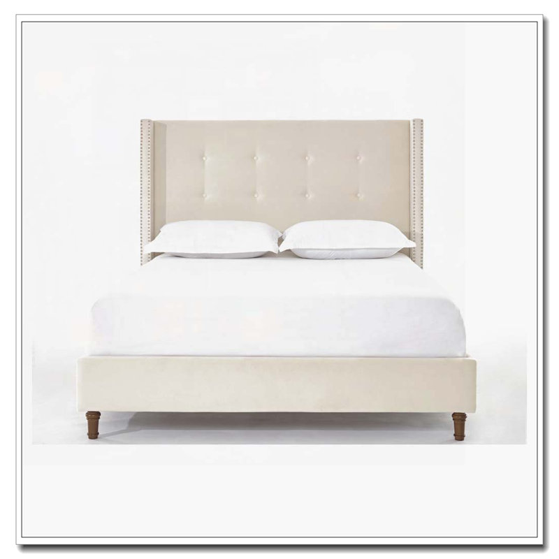 Lit tapissier Tall, Ivoire ivoire, Grand lit