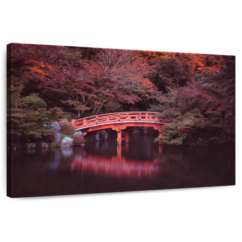 Lilie en automne au pont de Kyoto, H 26 po x l 39 po